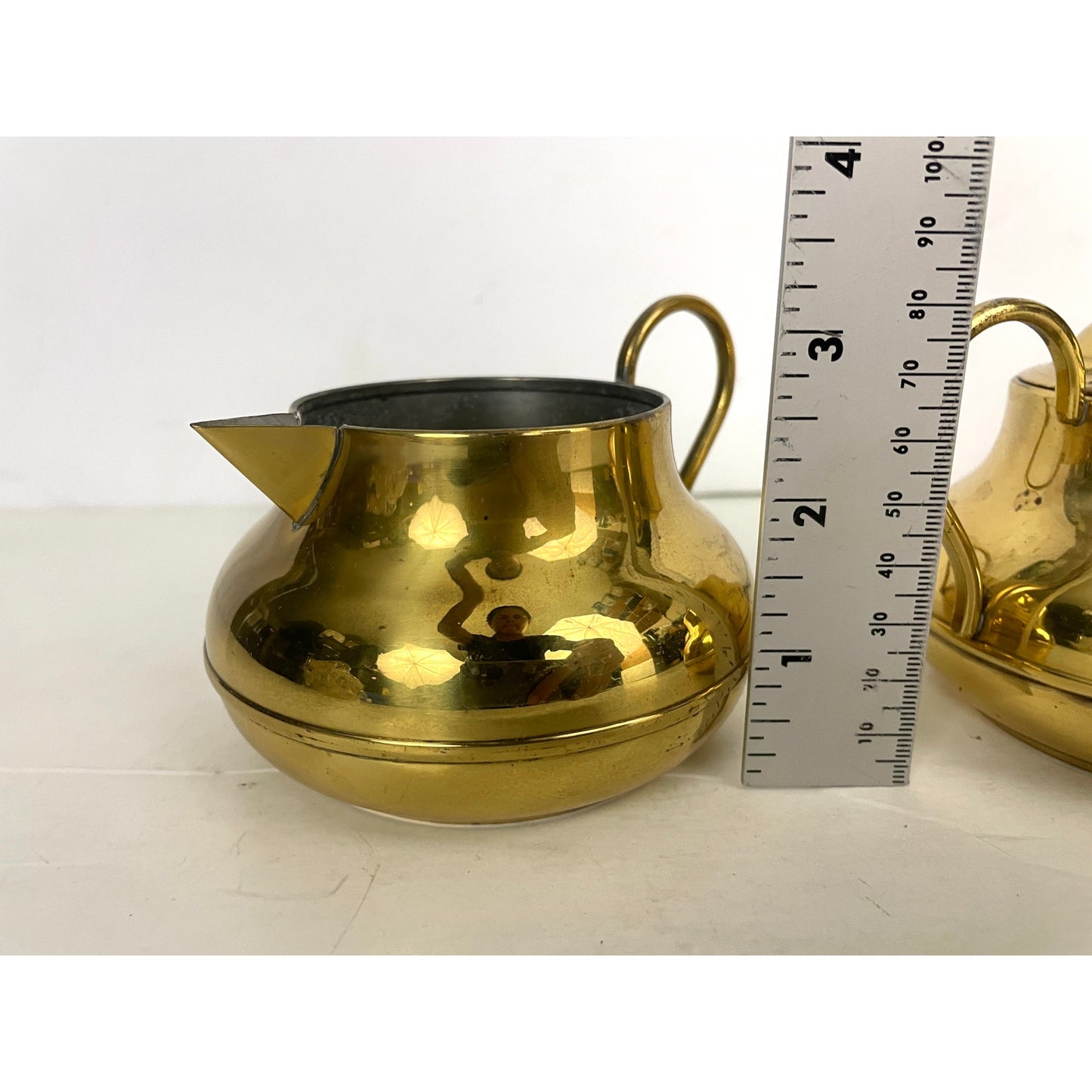 3 PC VTG Brass Pitcher Double Handles Lidded Spout Made in Holland MCM