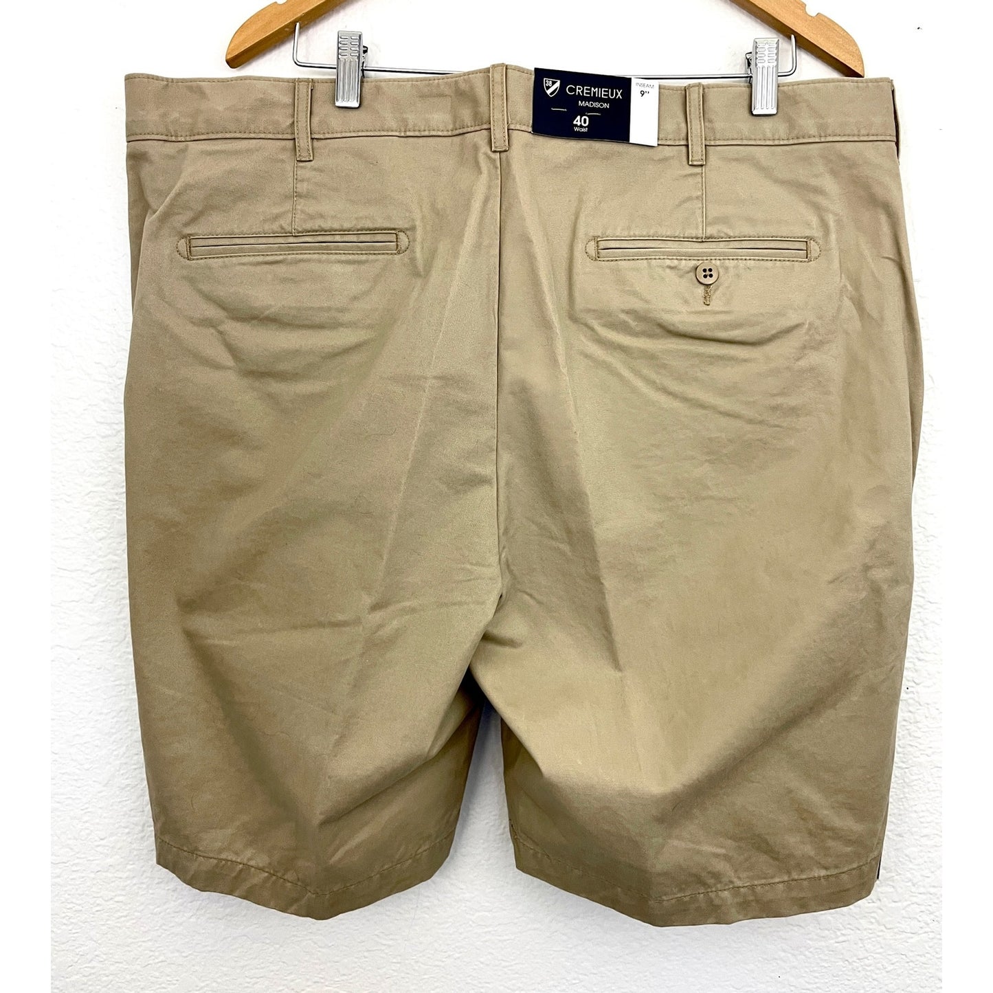 Khaki Chino Shorts Sz 40 100% Cotton Men's NWT Cremieux Madison