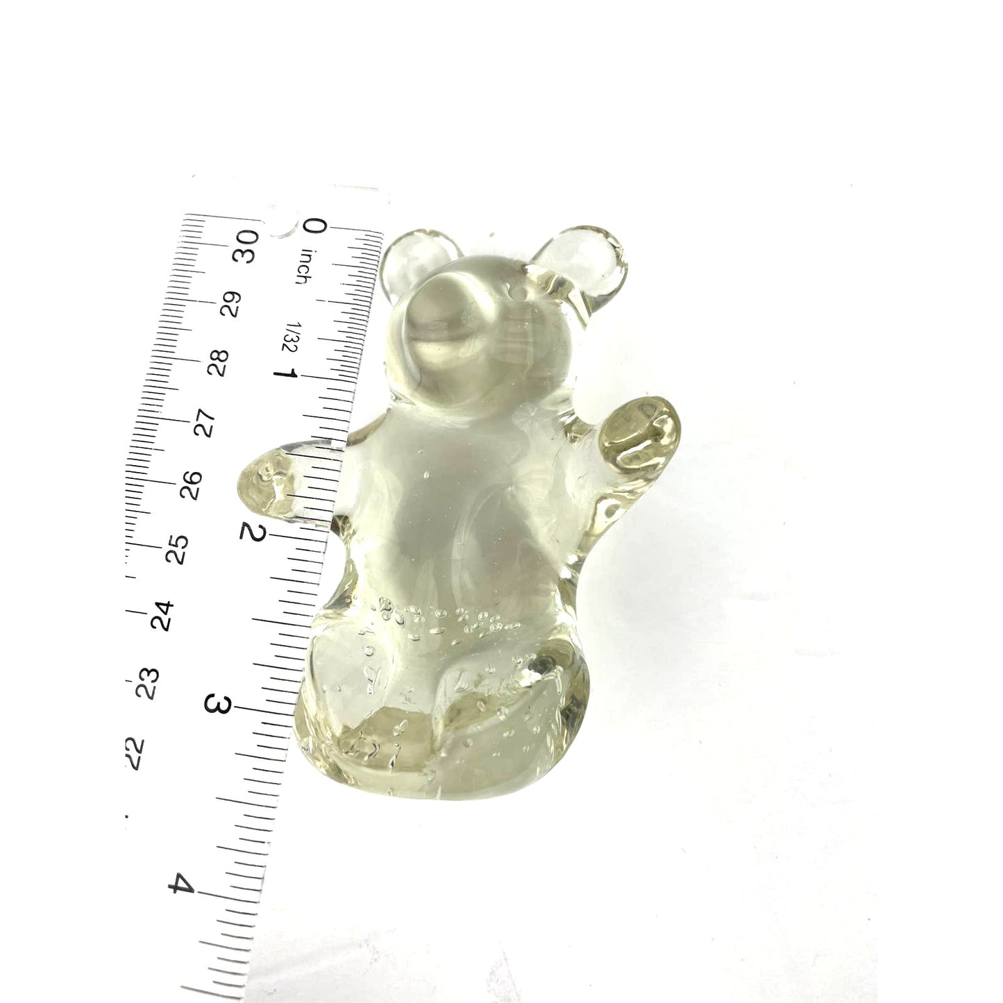 VTG Clear Crystal Glass Bear Controlled Bubbles Paperweight 8.4 Oz