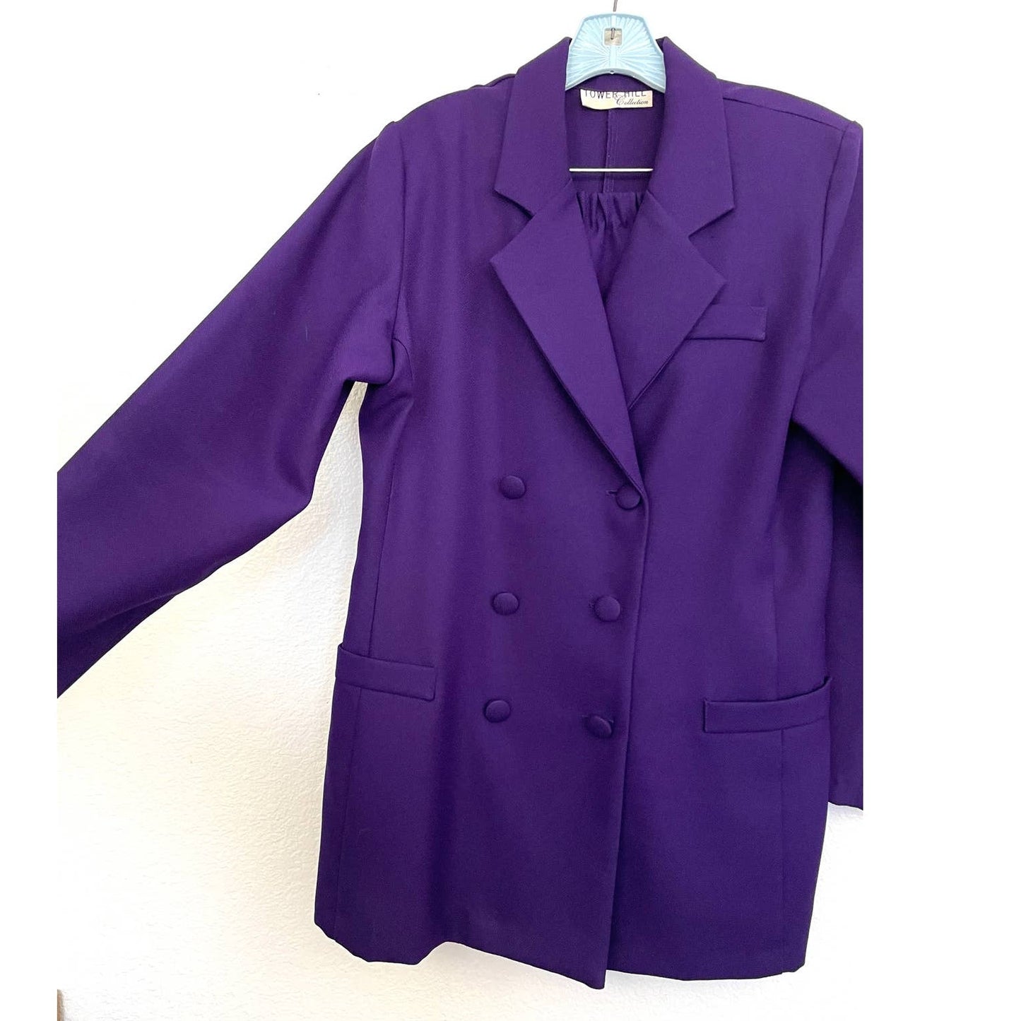 2 PC VTG Tower Hill Women's Purple Blazer Skirt Set Outfit MEDIUM Retro 1990s