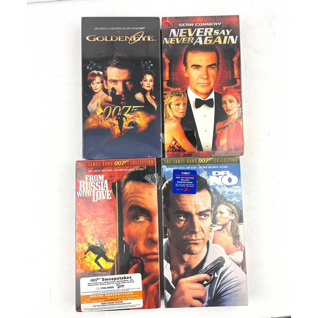 VTG Lot of 4 James Bond VHS MGM Watermarks Dr No Never Say Never Again SEALED