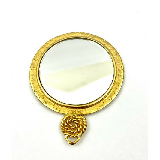 VTG Mirror Handheld Cosmetic Mirror Compact Makeup MEI FA Gold Tone