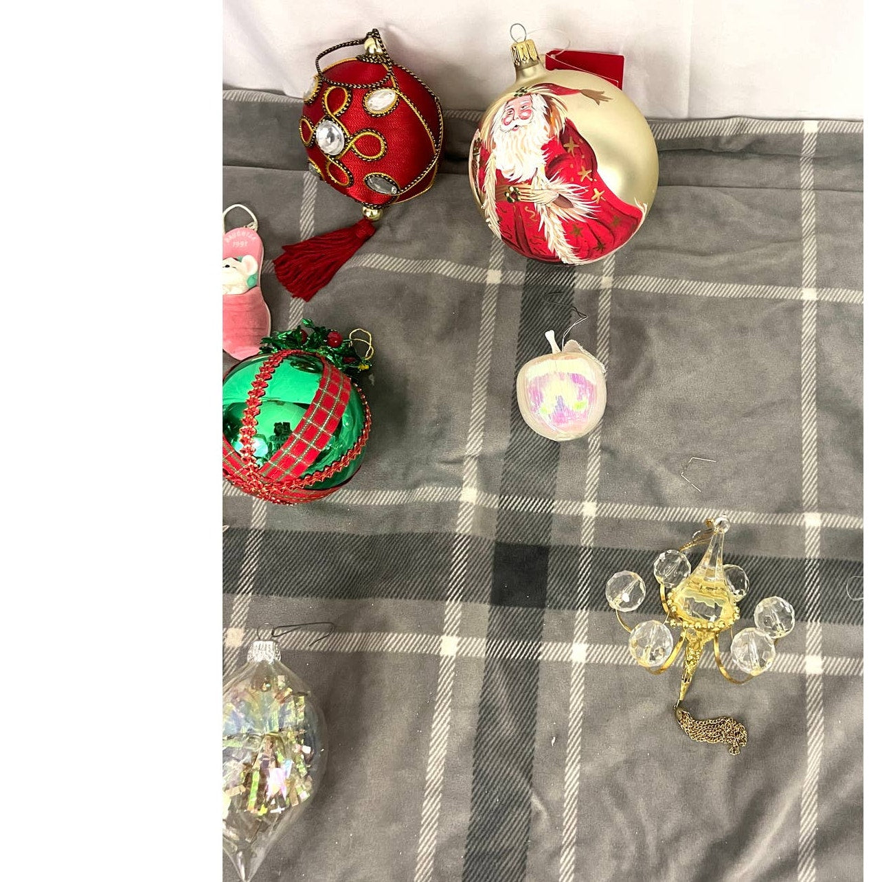 VTG 10X Christmas Ornaments Glass Koi Fish Apple Chandelier Santa Blown Icicle