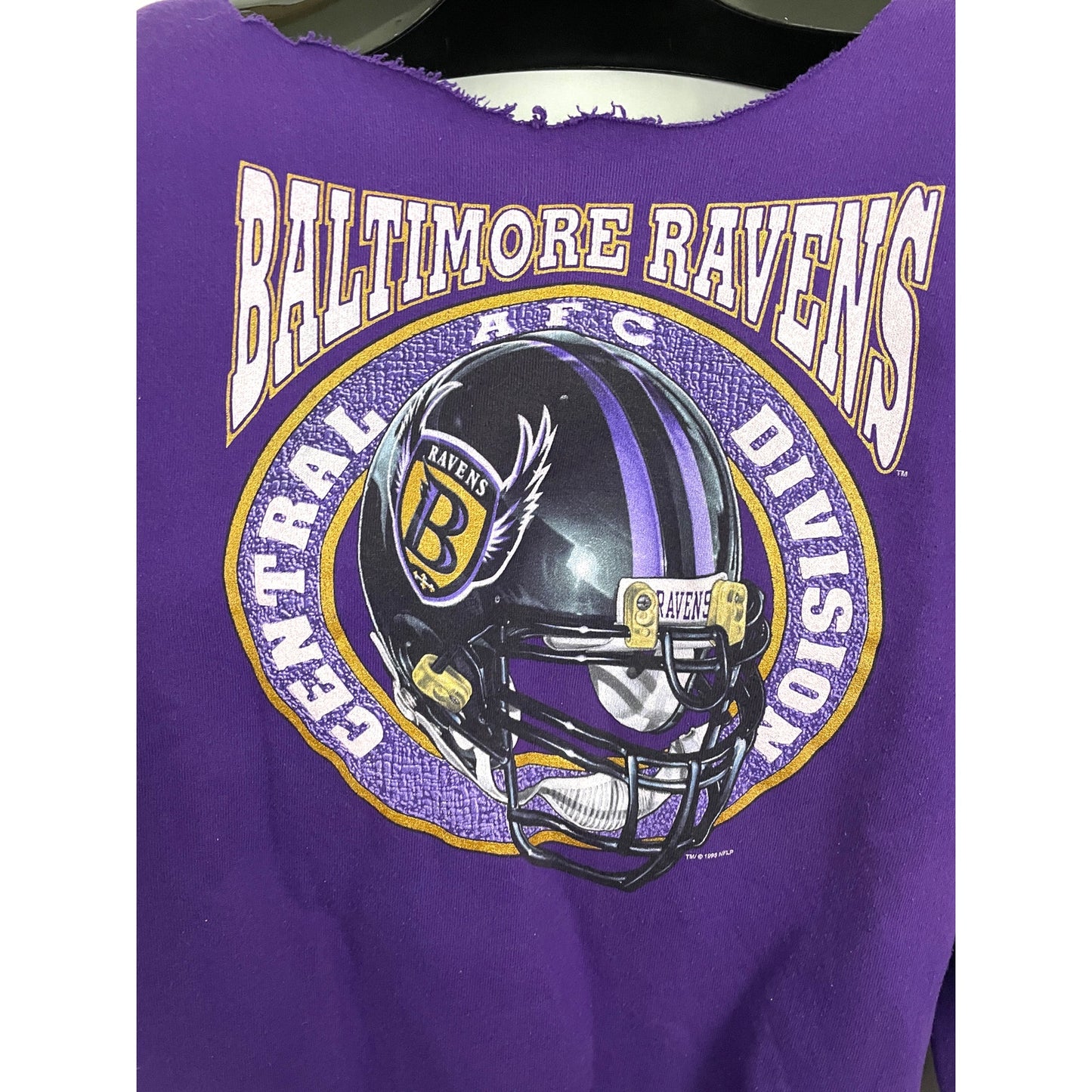 VTG Baltimore Ravens Cut out Sweatshirt LARGE 1995 Central Division