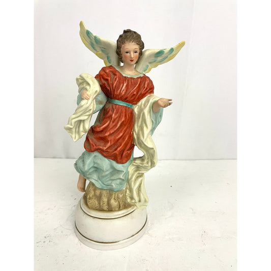 VTG Porcelain Angel Music Box Milano Porcelain Sculpture Figure 1982 Eda Mann