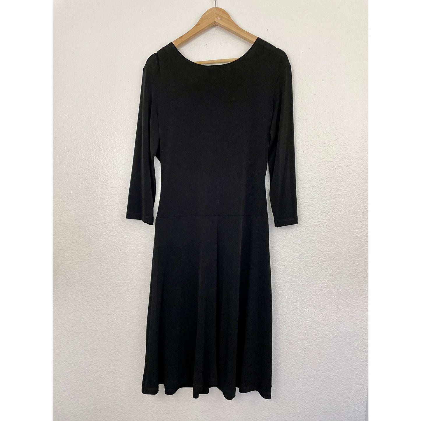 Black Cling Black Stretch Dress Sz Medium Ruched VTG EnFocus Studio Women's