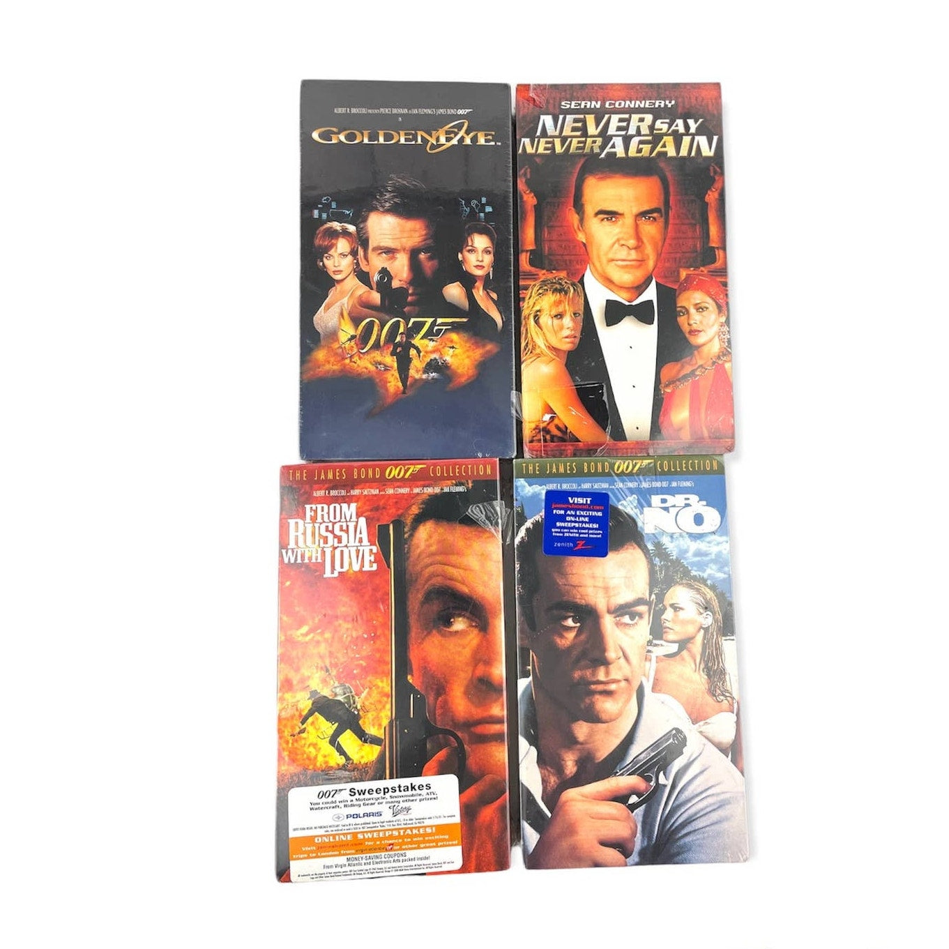 VTG Lot of 4 James Bond VHS MGM Watermarks Dr No Never Say Never Again SEALED