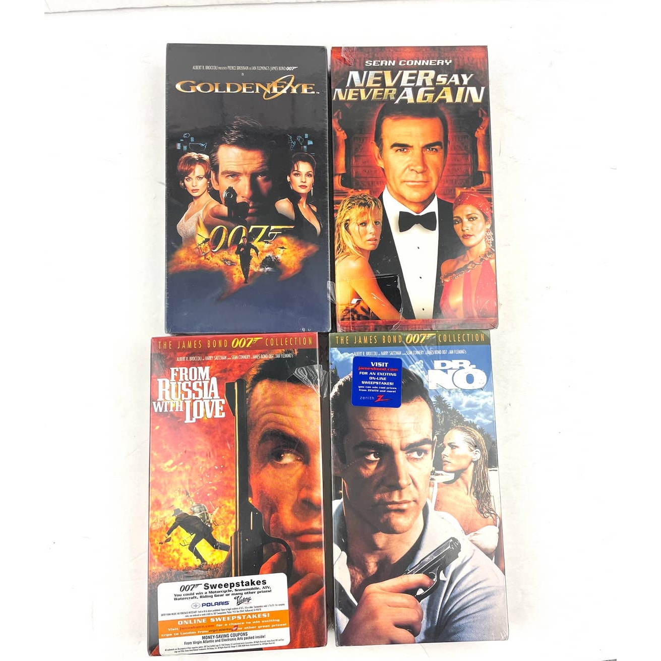 VTG Lot of 4 James Bond VHS MGM Watermarks Dr No Never Say Never Again SEALED