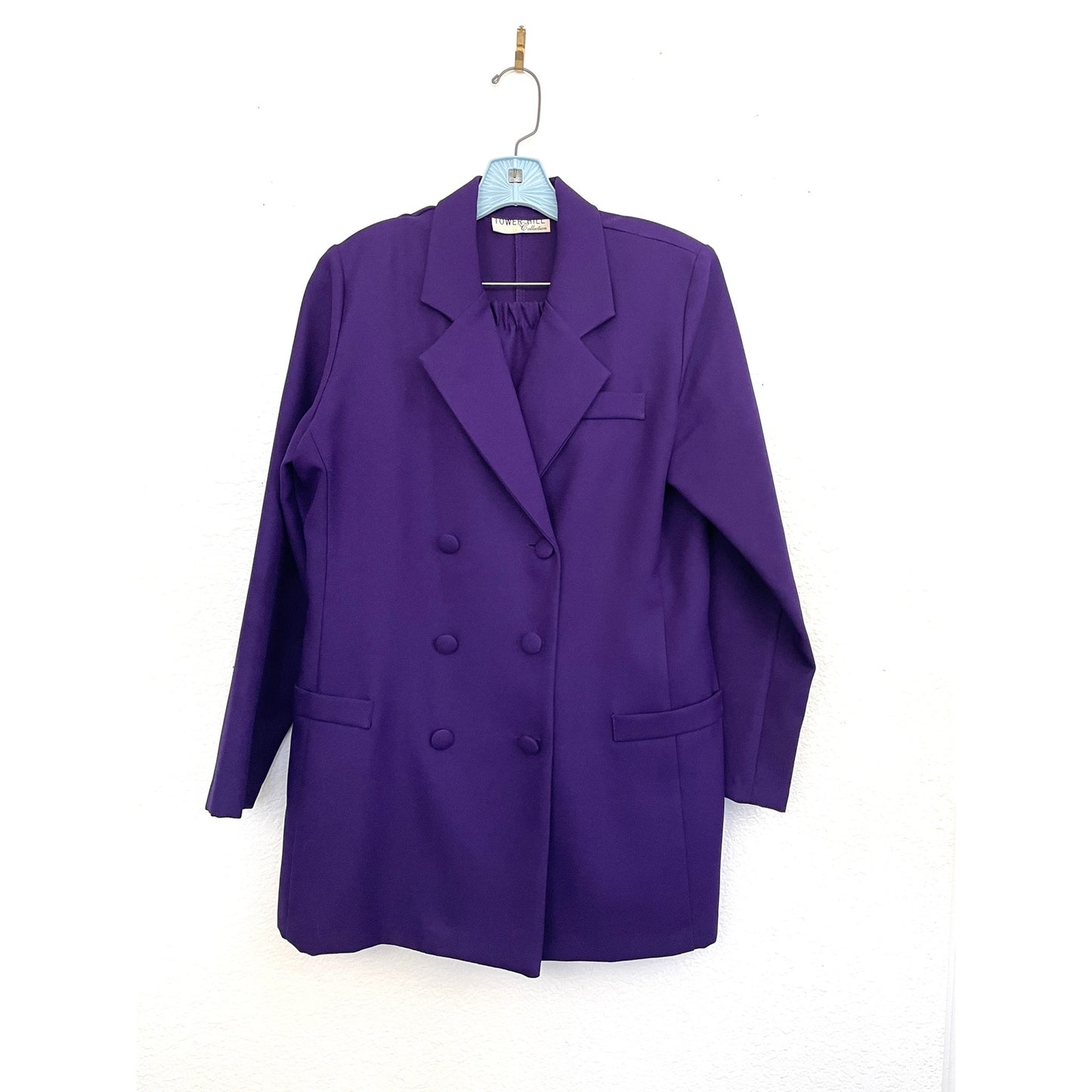 2 PC VTG Tower Hill Women's Purple Blazer Skirt Set Outfit MEDIUM Retro 1990s