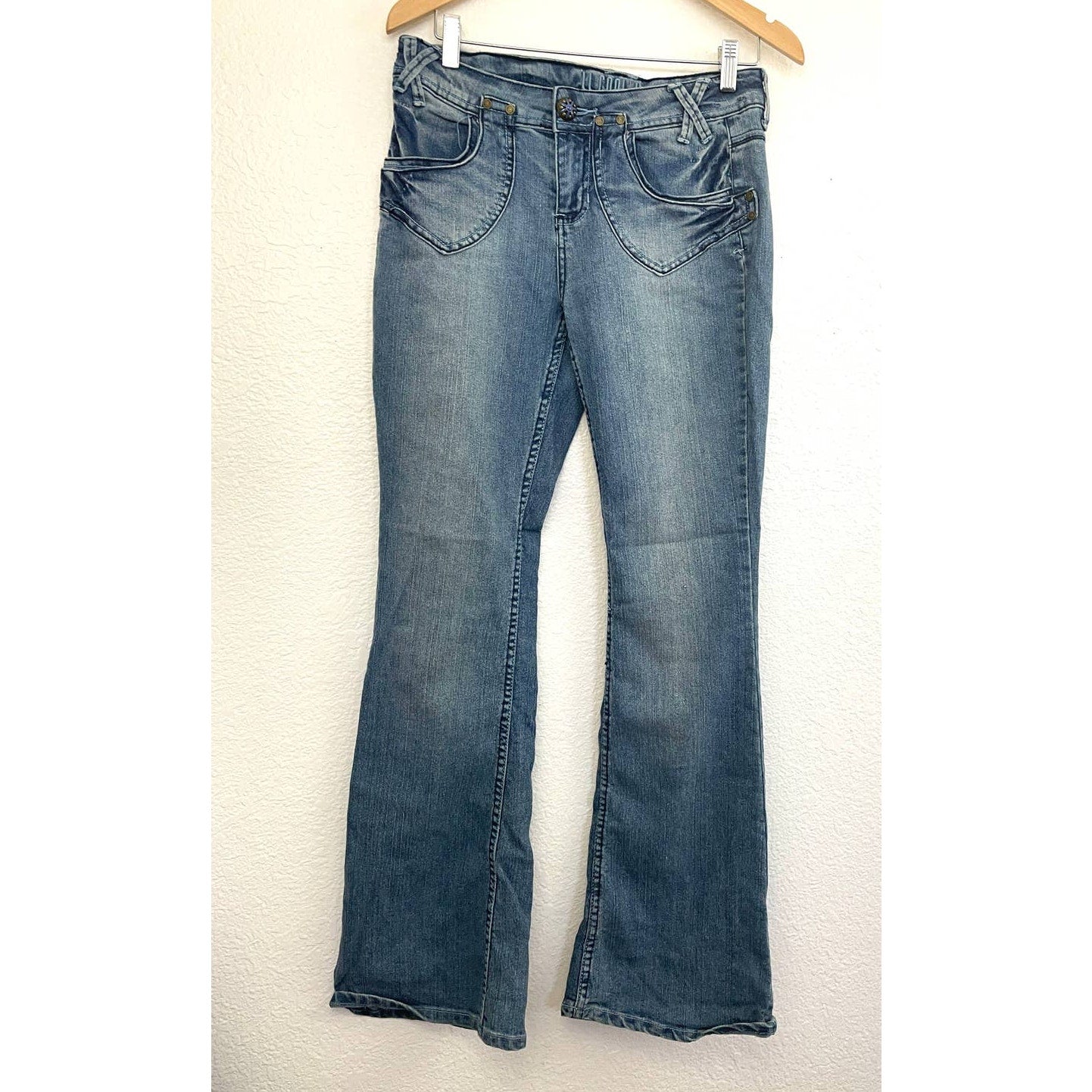 VTG LL Cool J Women's Blue Flare Denim Jeans Sz 5 Y2K Retro Soft 90's