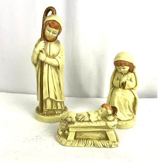 3 PC VTG Nativity Christmas Set Lund's Lites Mary Joseph Baby Jesus MCM