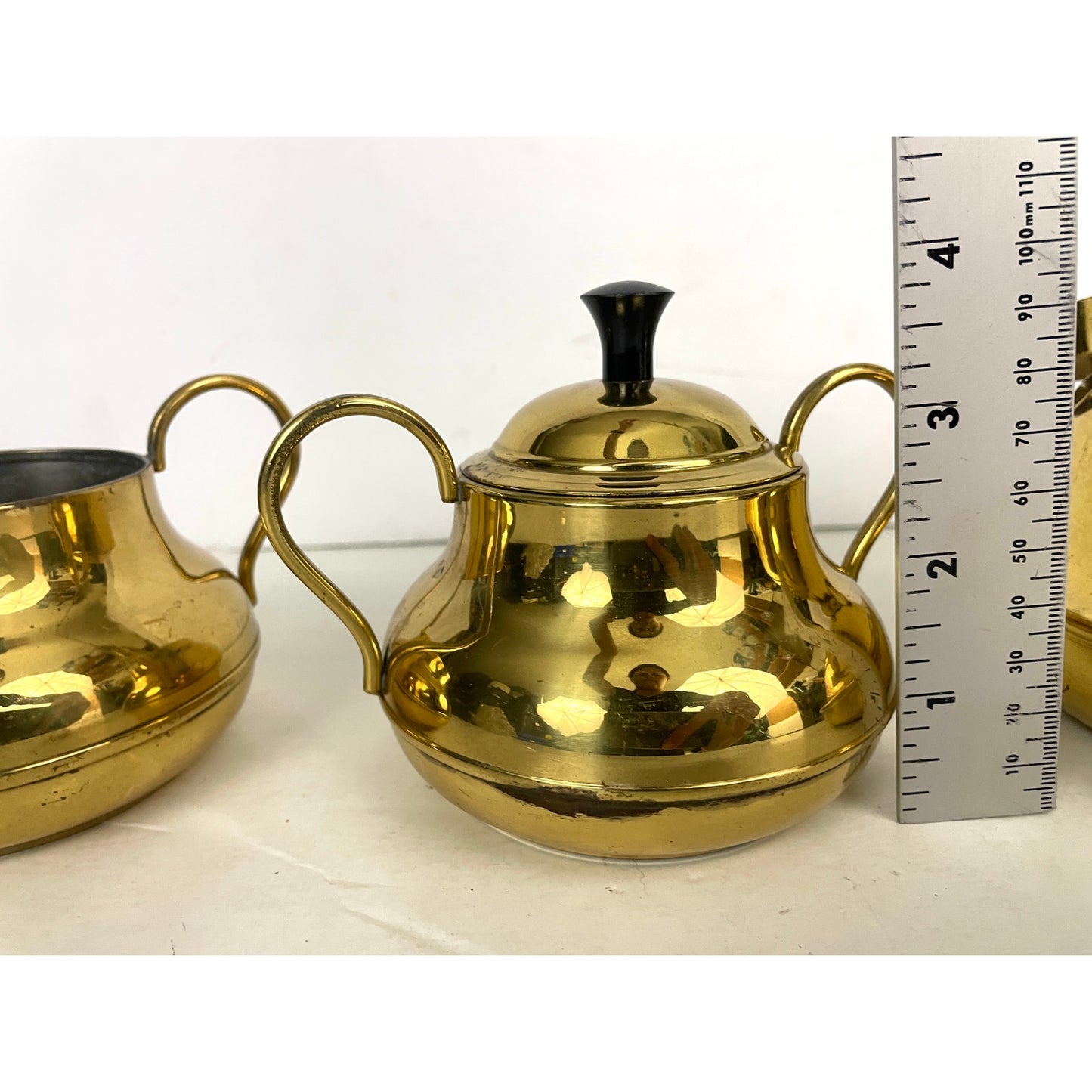 3 PC VTG Brass Pitcher Double Handles Lidded Spout Made in Holland MCM