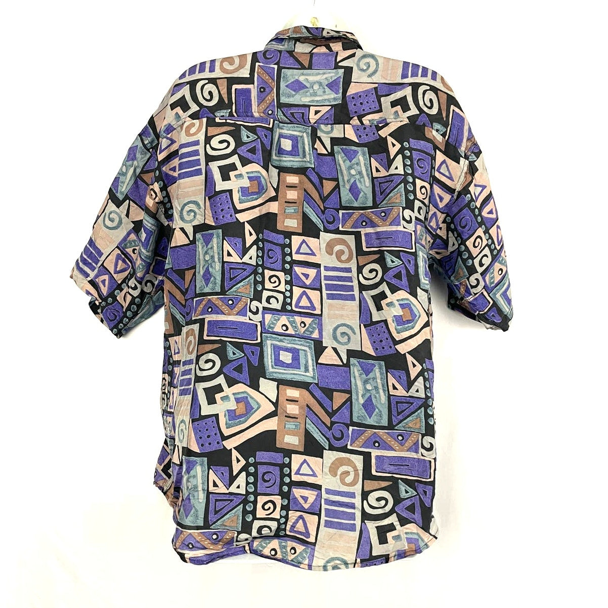 VTG Chiamare Funky Print Blouse LARGE Women's 100% Silk Collared 1990s Retro