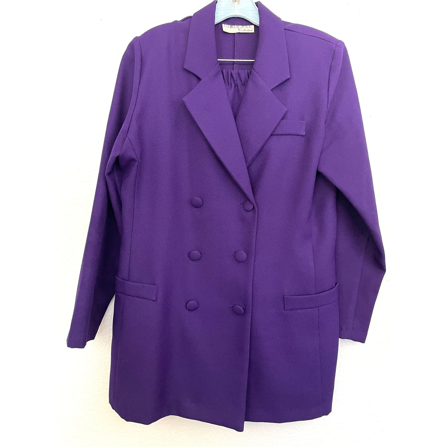 2 PC VTG Tower Hill Women's Purple Blazer Skirt Set Outfit MEDIUM Retro 1990s