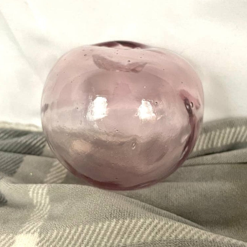 VTG Clear Purple Glass Apple Decor Fruit MCM Round Bubbles