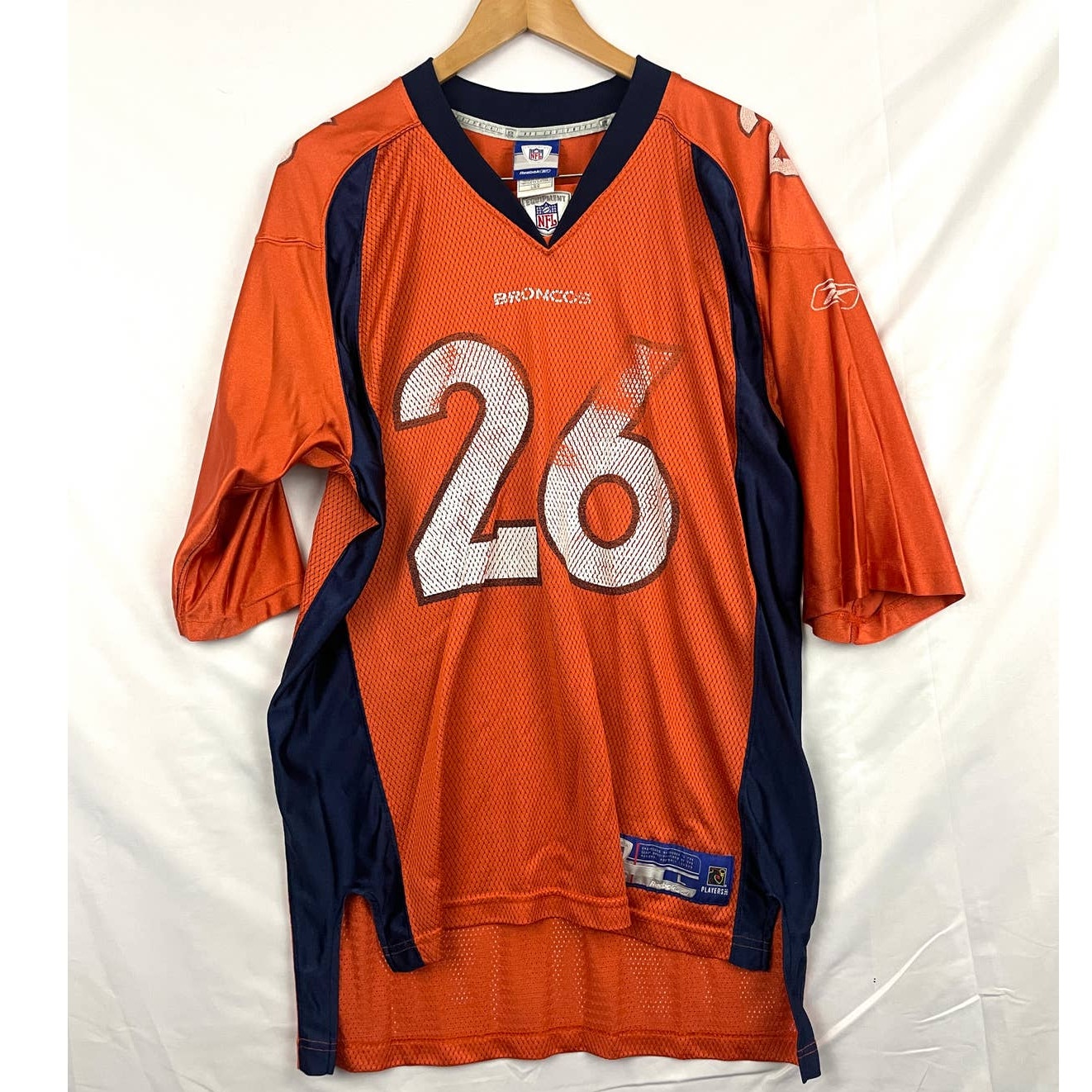 Denver Broncos NFL Reebok Football Jersey #26 LARGE Men's Mike Bell