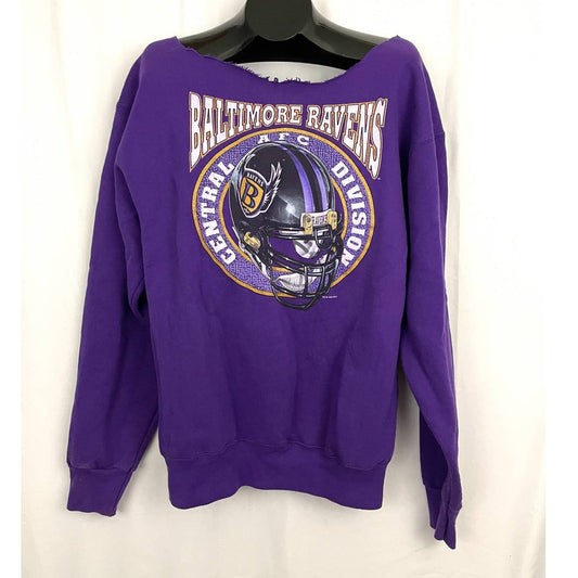 VTG Baltimore Ravens Cut out Sweatshirt LARGE 1995 Central Division