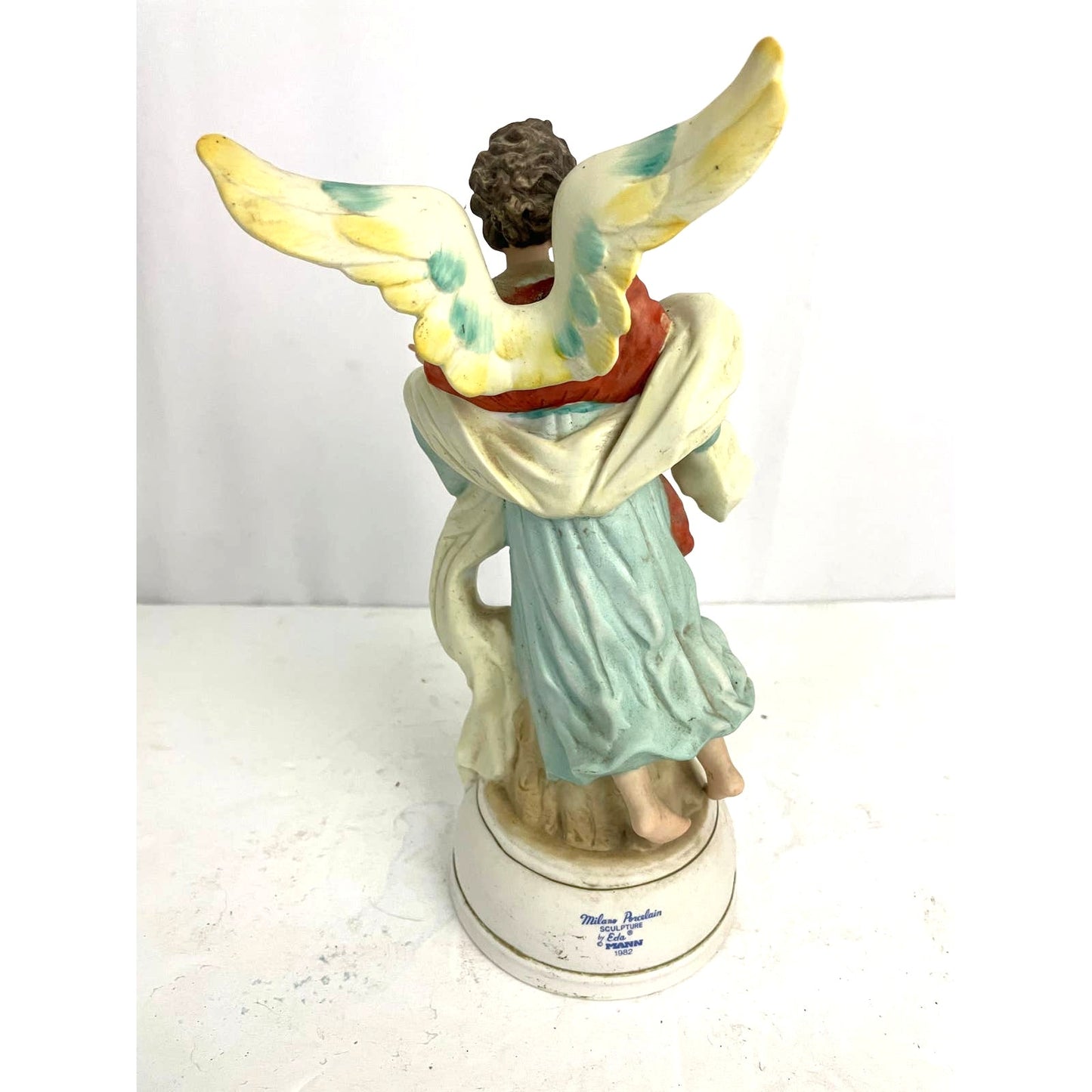 VTG Porcelain Angel Music Box Milano Porcelain Sculpture Figure 1982 Eda Mann